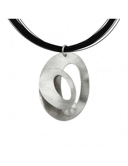 Colgante K0054P/RO collar de plata hecho a mano rodiado matizado