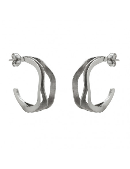 Aro K0026E pequeño triple de plata rodiada coleccion ondas