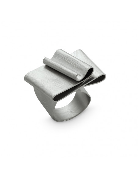 Anillo de plata K0056R/RO rodiado realizado a mano talla ajustable