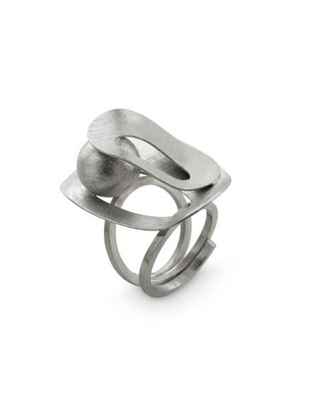 Anillo de plata K0055R/RO rodiado matizado realizado a mano