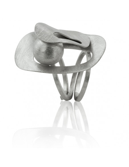 Anillo de plata K0055R/RO rodiado matizado realizado a mano