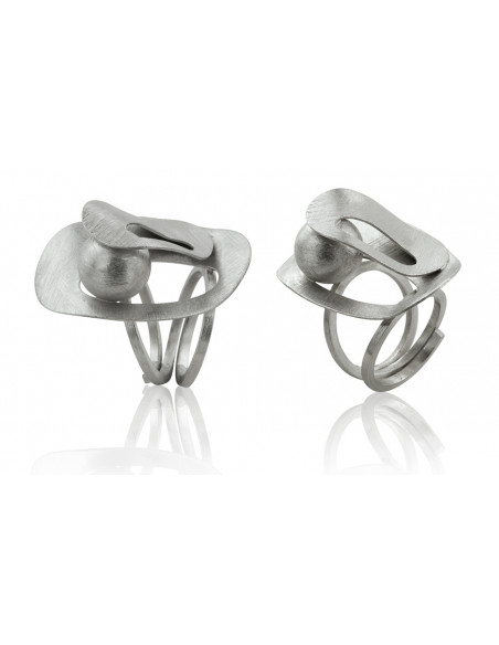 Anillo de plata K0055R/RO rodiado matizado realizado a mano