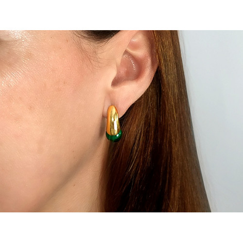 Pendientes malaquita plata recubierto oro 18 kt...