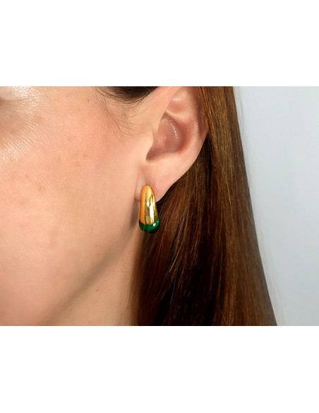 Pendientes malaquita plata recubierto oro 18 kt TN512EM