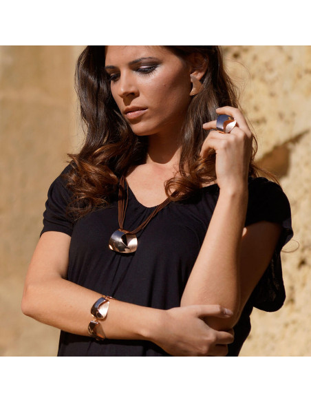 Pulsera plata recubierta oro rosa 18kt boomerang K0087B/OR