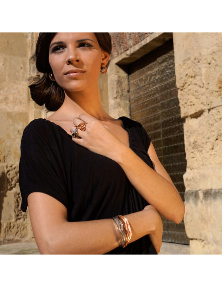 Anillo de plata K0013R/RO rodiado tres bandas coleccion ondas