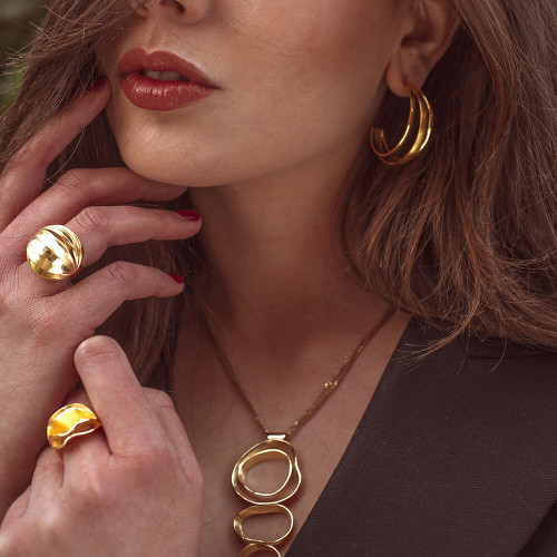 Colgante K00366P/GO collar esferas plata...