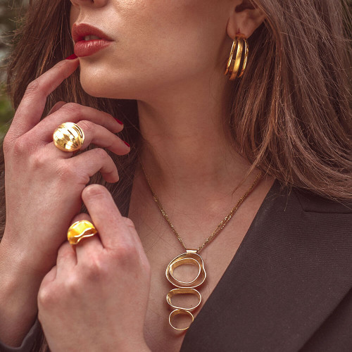 Colgante K00366P/GO collar esferas plata...