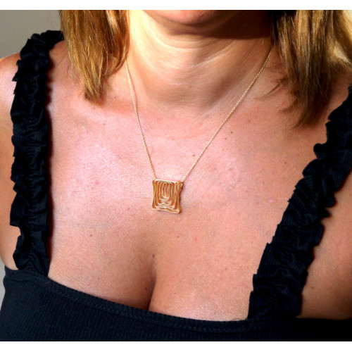 Colgante K00145P/GO collar cuadrado plata...