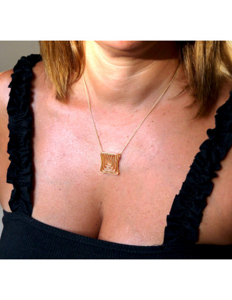 Colgante K00145P/GO collar cuadrado plata recubierto oro de 18 kt