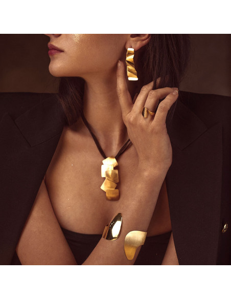 Pendientes plata recubierto de oro 18kt mate K00566E/GO