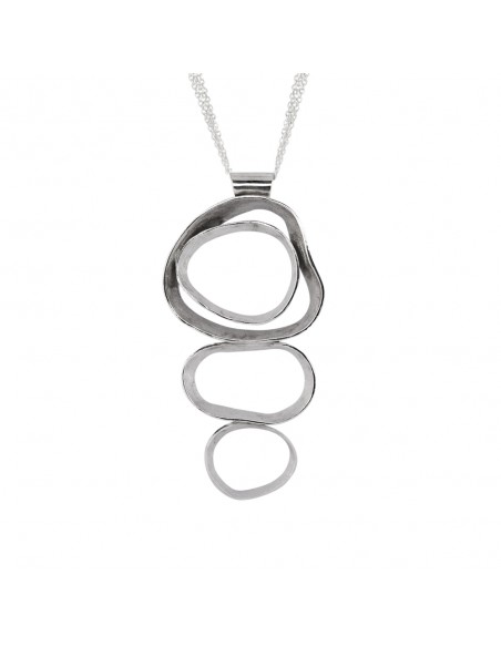 Colgante collar esferas plata rodiada K00365P