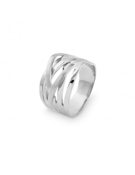 Anillo de plata rodiada coleccion ondas K00281R/RO