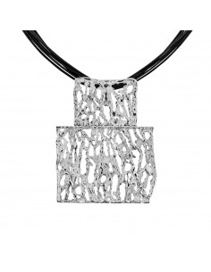 Colgante collar de plata rodiada con textura K00142P/RO