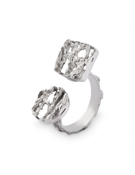 Anillo de plata rodiada ajustable K00148R/RO