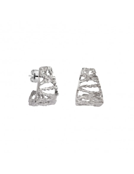 Pendientes de plata rodiados con textura rustica K00150/RO