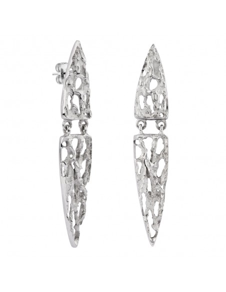 Pendientes largo de plata rodiado K00185E/RO