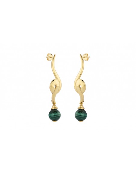 Pendientes de plata recubiertos de oro malaquita TN527E/GO