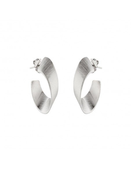 Pendientes de aro plata rodiada matizada k0049E/RO