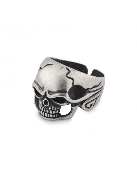 Anillo hombre calavera punk rock de plata K00638R