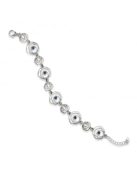 Pulsera de plata rodiada y topacio azul london blue K00159B