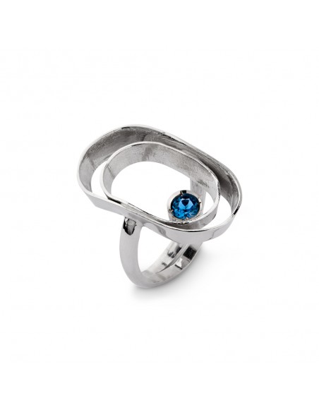 Anillo de plata rodiada con topacio natural K00431R/RO