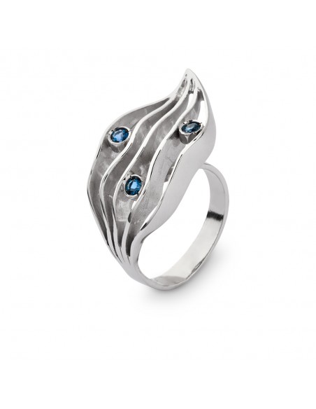 Anillo de plata rodiada con topacios naturales K00111R/RO