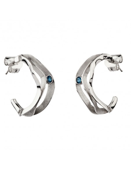 Pendientes de plata rodiada y topacios naturales K00216E