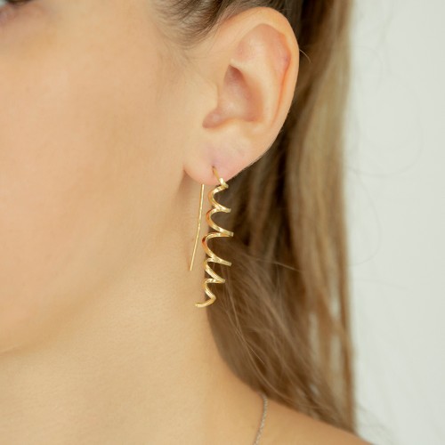 Pendientes espiral de plata recubierto oro...