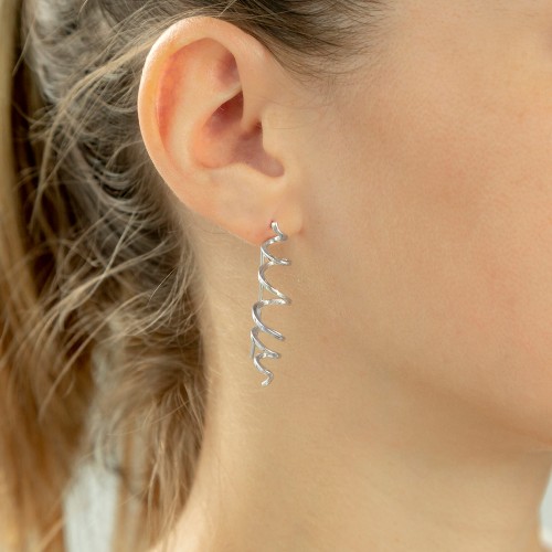 Pendientes espiral de plata rodiada K00421E/RO