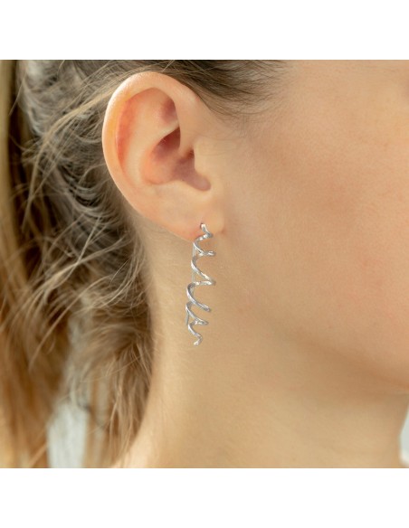 Pendientes espiral de plata rodiada K00421E/RO