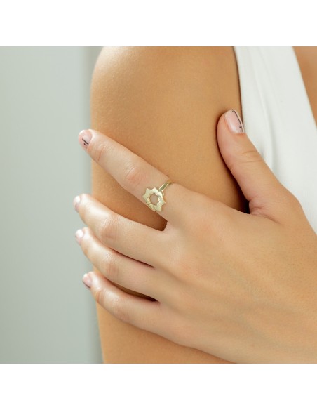 Anillo de plata recubierto oro estrella mudéjar K00664R