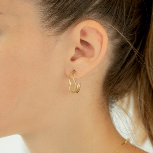 Pendientes aros plata recubierto oro 18k K00688E