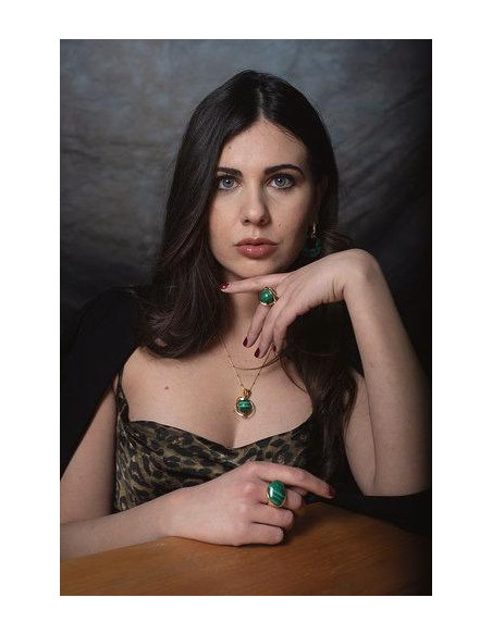 Collar plata TN606PM recubierto oro 18kt malaquita