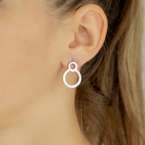 Pendientes aros de plata rodiada K00691E