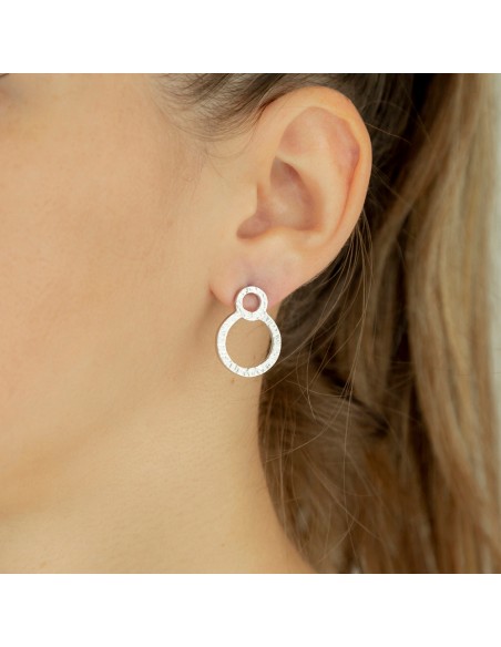 Pendientes aros de plata rodiada K00691E