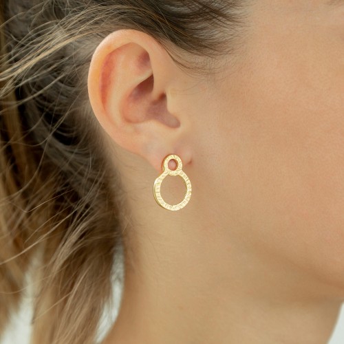Pendientes aros plata recubierto oro 18k K00692E