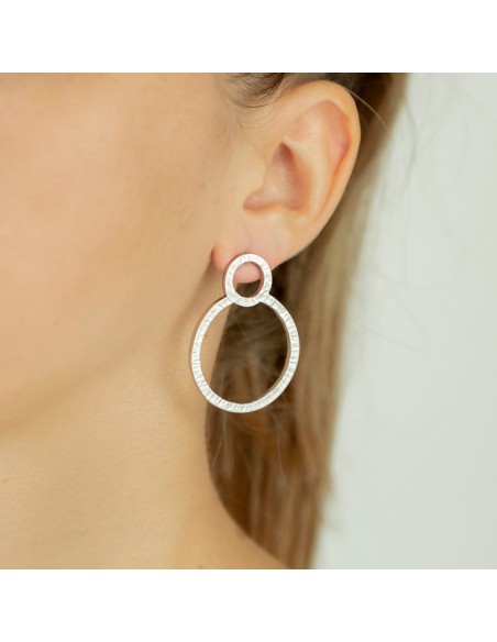 Pendientes aros grandes de plata natura K00693E