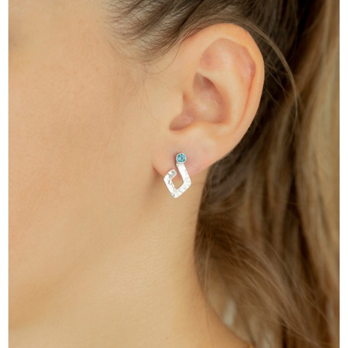 Pendientes de plata piedra topacio natural K00701E