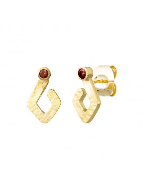 Pendientes recubiertos oro piedra granate K00702E