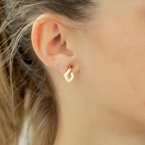 Pendientes recubiertos oro piedra granate K00702E