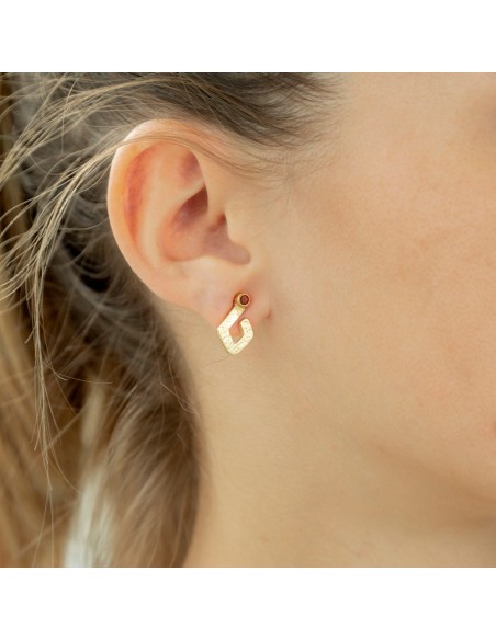 Pendientes recubiertos oro piedra granate K00702E