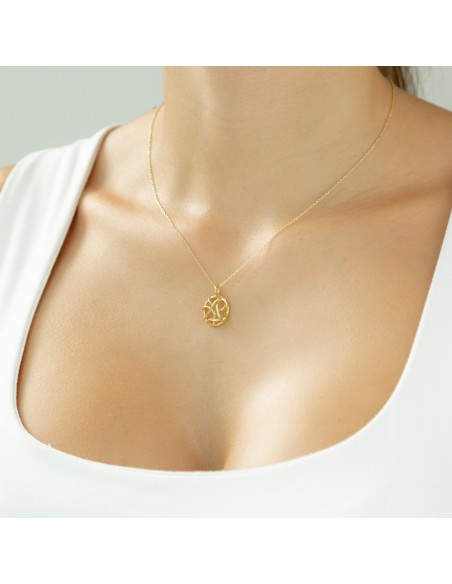 Colgante plata recubierto oro varios hilos K00704P