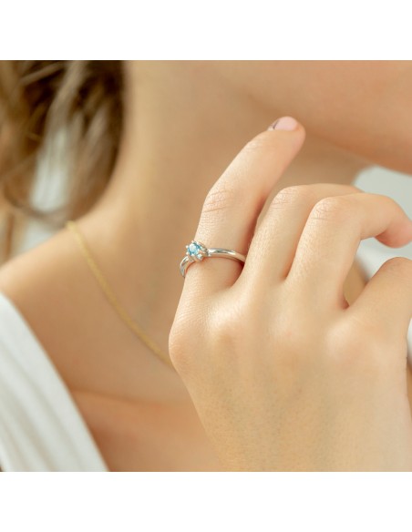 Anillo solitario plata rodio piedra topacio K00709R