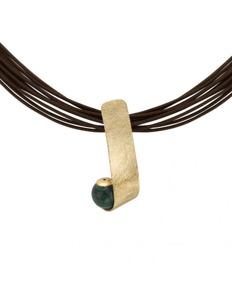 Colgante TN636PM malaquita plata recubierto oro 18 kt