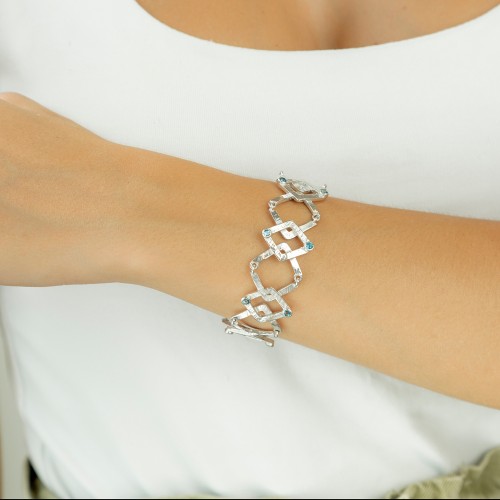 Pulsera brazalete plata topacio natural K00711B