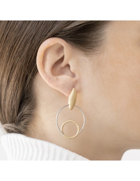 Pendiente oro plata circular K00729E