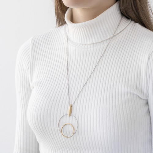 Collar plata oro bicolor circulo K00730P