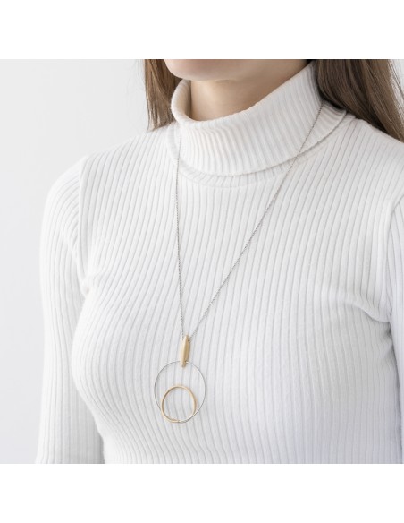 Collar plata oro bicolor circulo K00730P