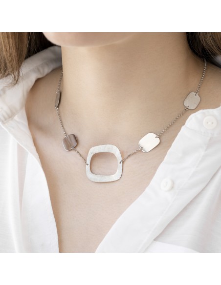 Collar plata eslabones cuadrados K00740N